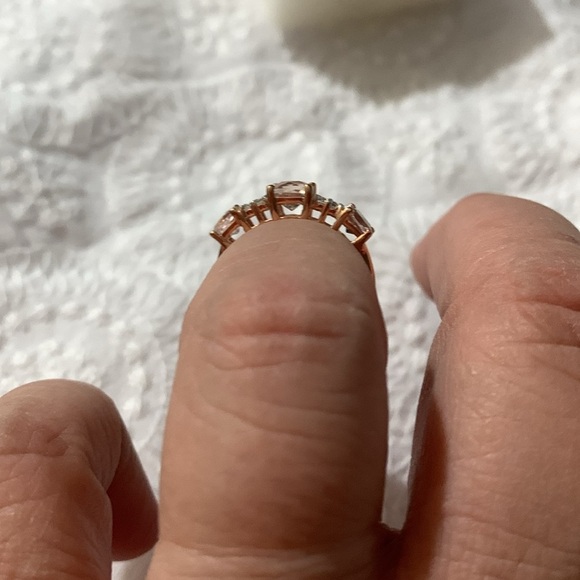 Natural Morganite 1.07 carat Designer 14k Rose Gold over Sterling Size 5 & 8 - Picture 8 of 15